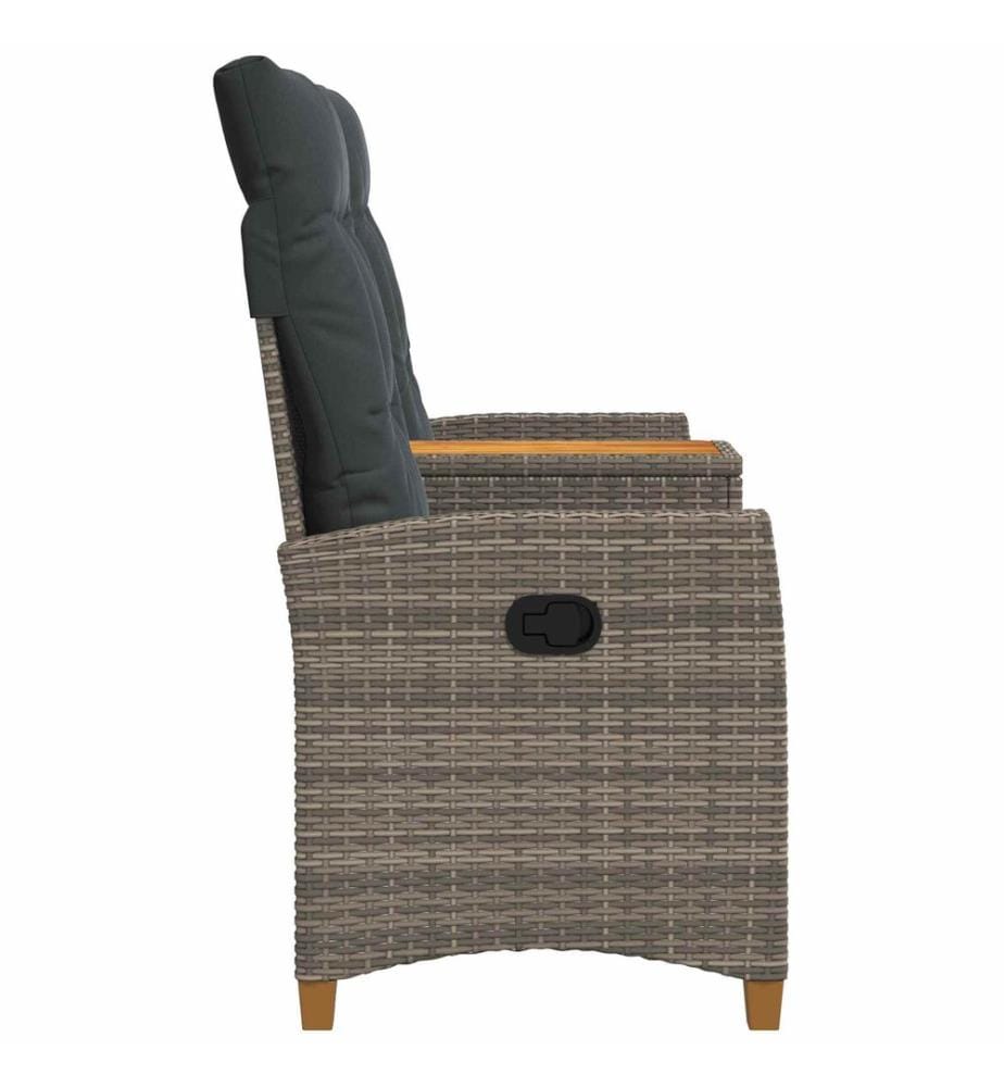 Reclining bench with table Grey and dark grey 126 x 65 x 112 cm
