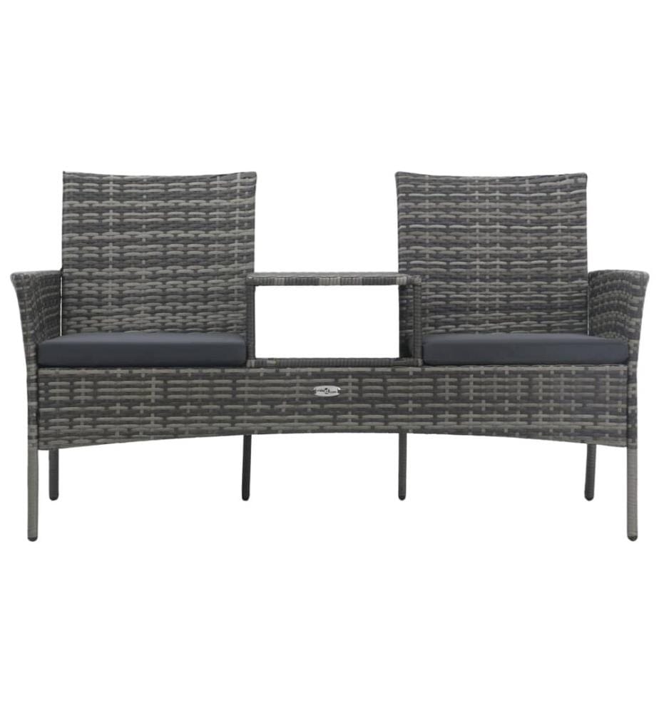 Garden sofa 2 seats and coffee table Wicker resin Anthracite
