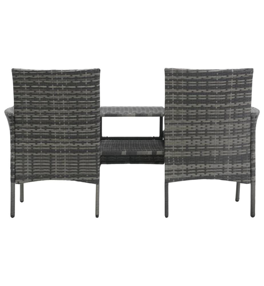 Garden sofa 2 seats and coffee table Wicker resin Anthracite