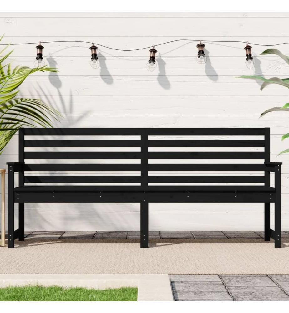 Garden bench black 203,5x48x91,5 cm solid pine wood