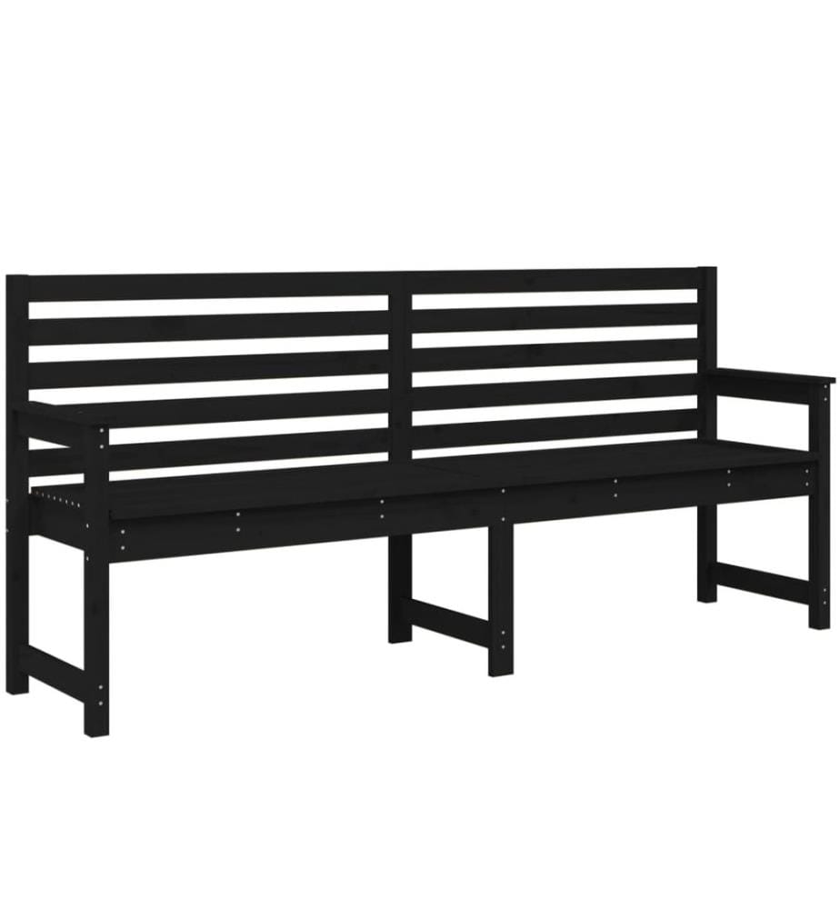 Garden bench black 203,5x48x91,5 cm solid pine wood