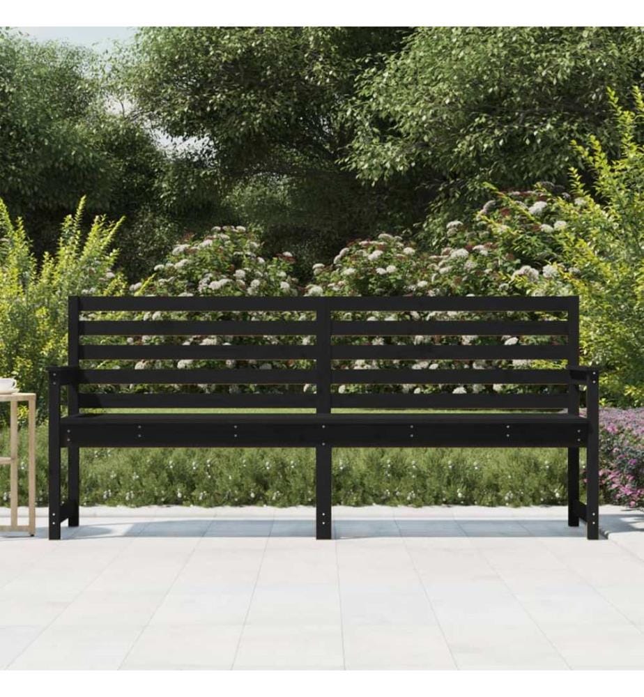 Garden bench black 203,5x48x91,5 cm solid pine wood