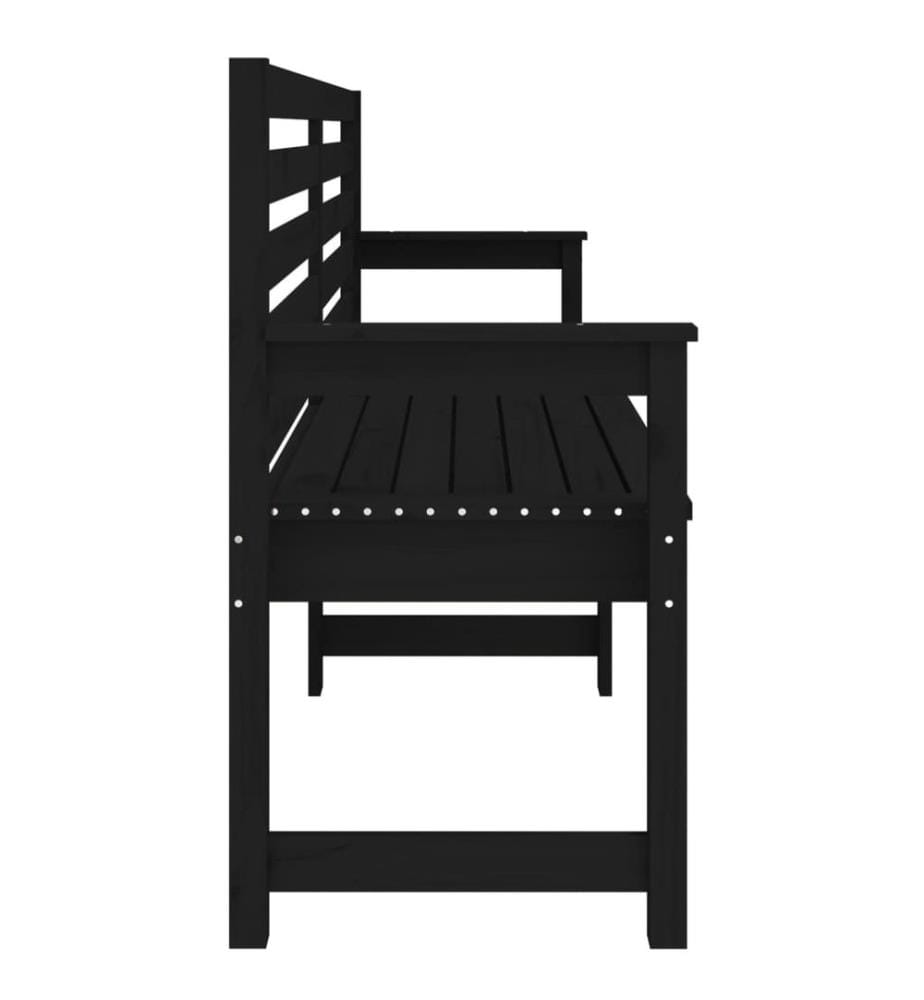 Garden bench black 203,5x48x91,5 cm solid pine wood