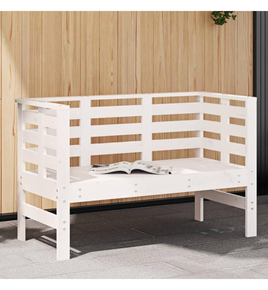 Garden bench white 111,5x53x71 cm solid pine wood