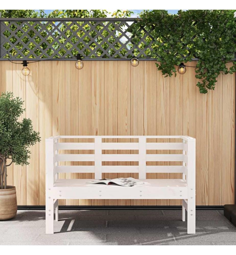 Garden bench white 111,5x53x71 cm solid pine wood