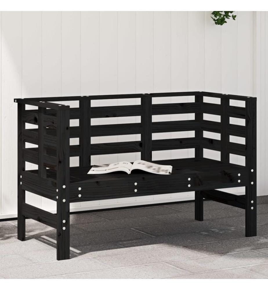 Garden bench black 111,5x53x71 cm solid pine wood