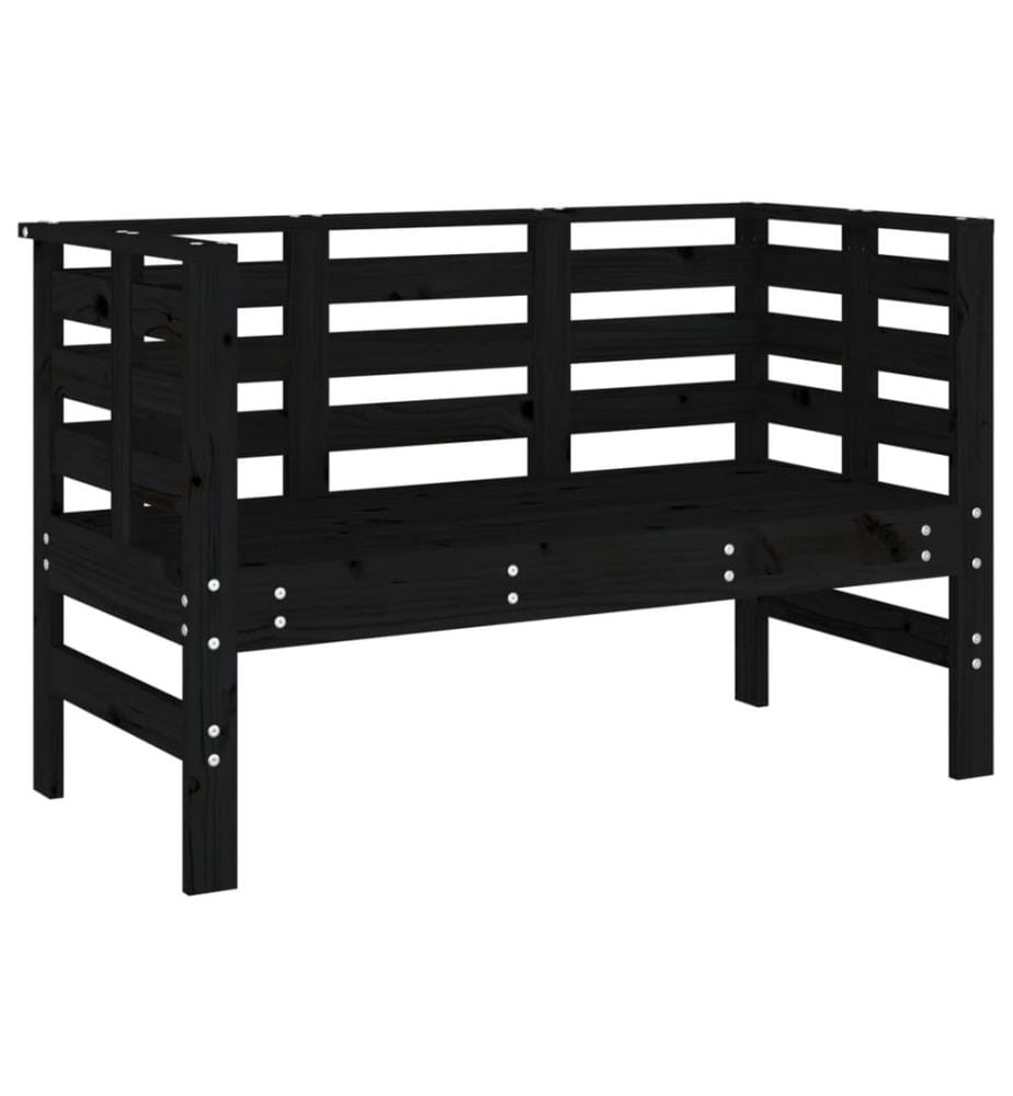 Garden bench black 111,5x53x71 cm solid pine wood