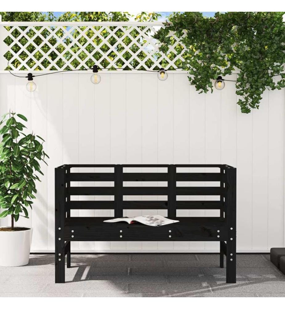 Garden bench black 111,5x53x71 cm solid pine wood