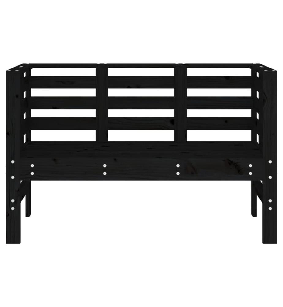 Garden bench black 111,5x53x71 cm solid pine wood