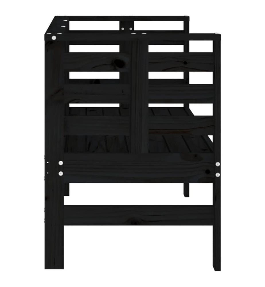 Garden bench black 111,5x53x71 cm solid pine wood