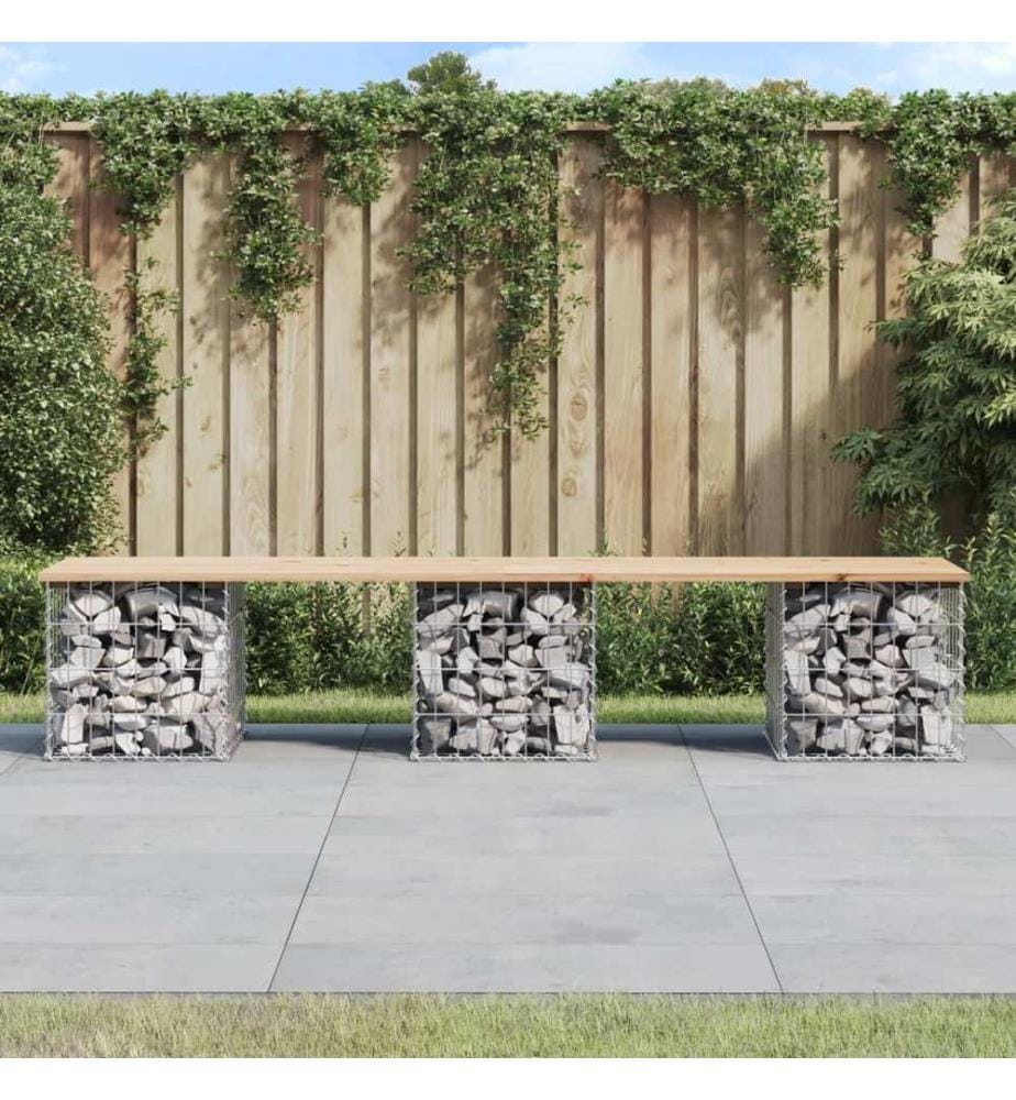 Garden bench gabion design 203x44x42 cm solid pine wood
