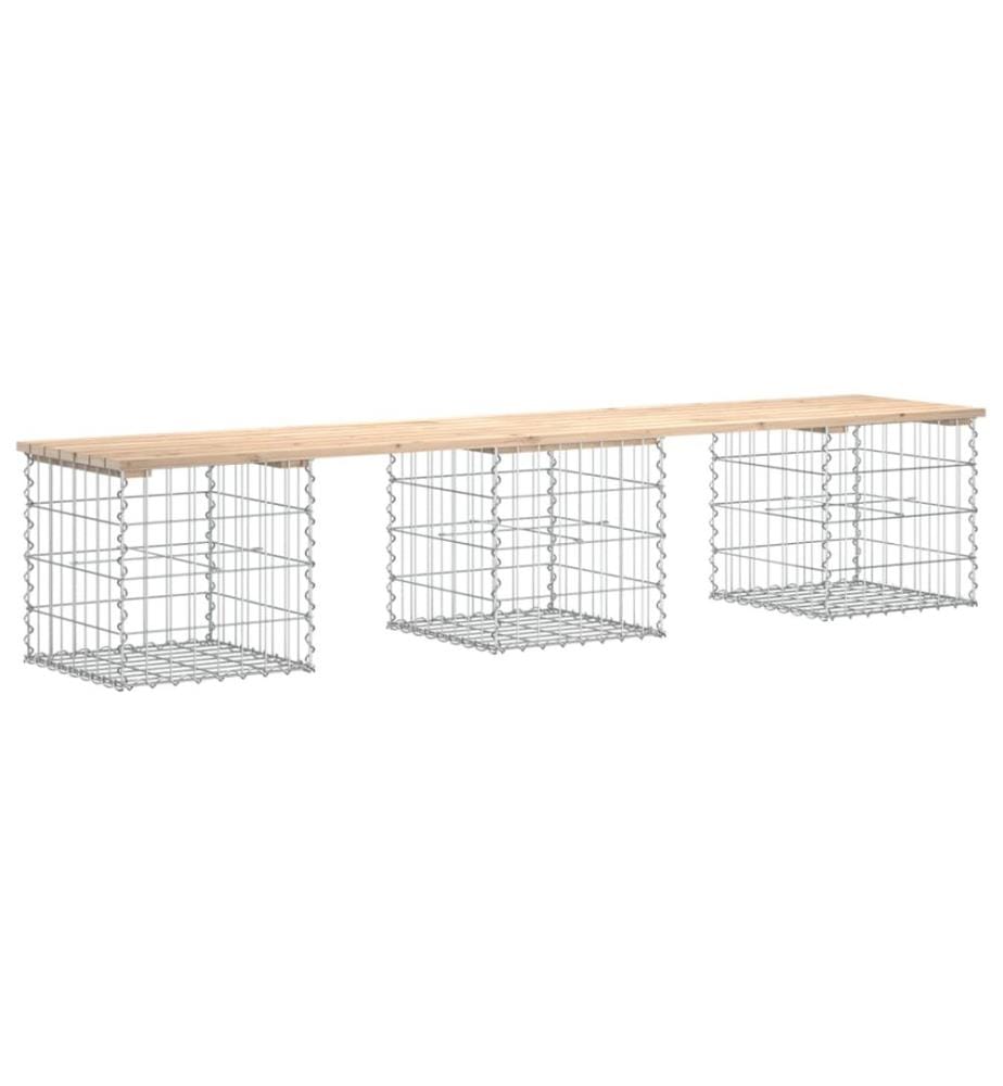 Garden bench gabion design 203x44x42 cm solid pine wood