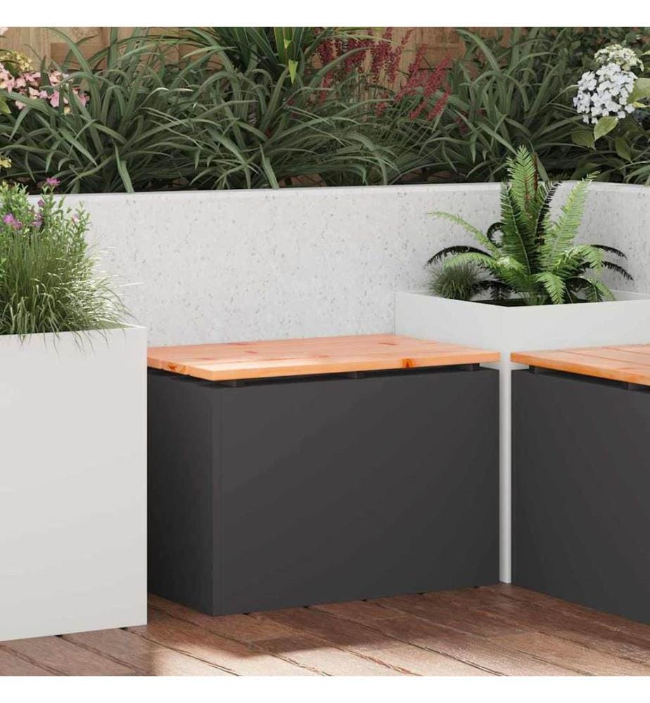 Gartenbank Schwarz 60 x 40 x 43 cm Solid Douglas Wood and Steel