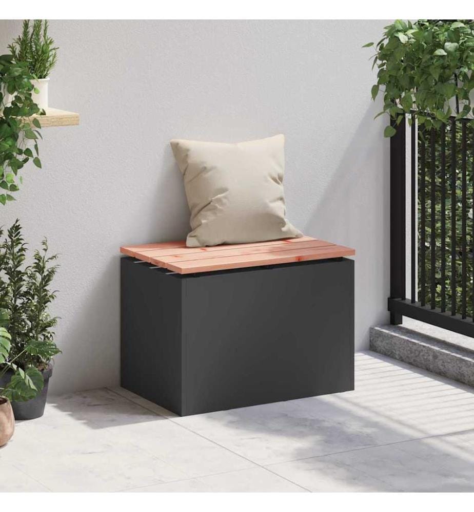 Gartenbank Schwarz 60 x 40 x 43 cm Solid Douglas Wood and Steel
