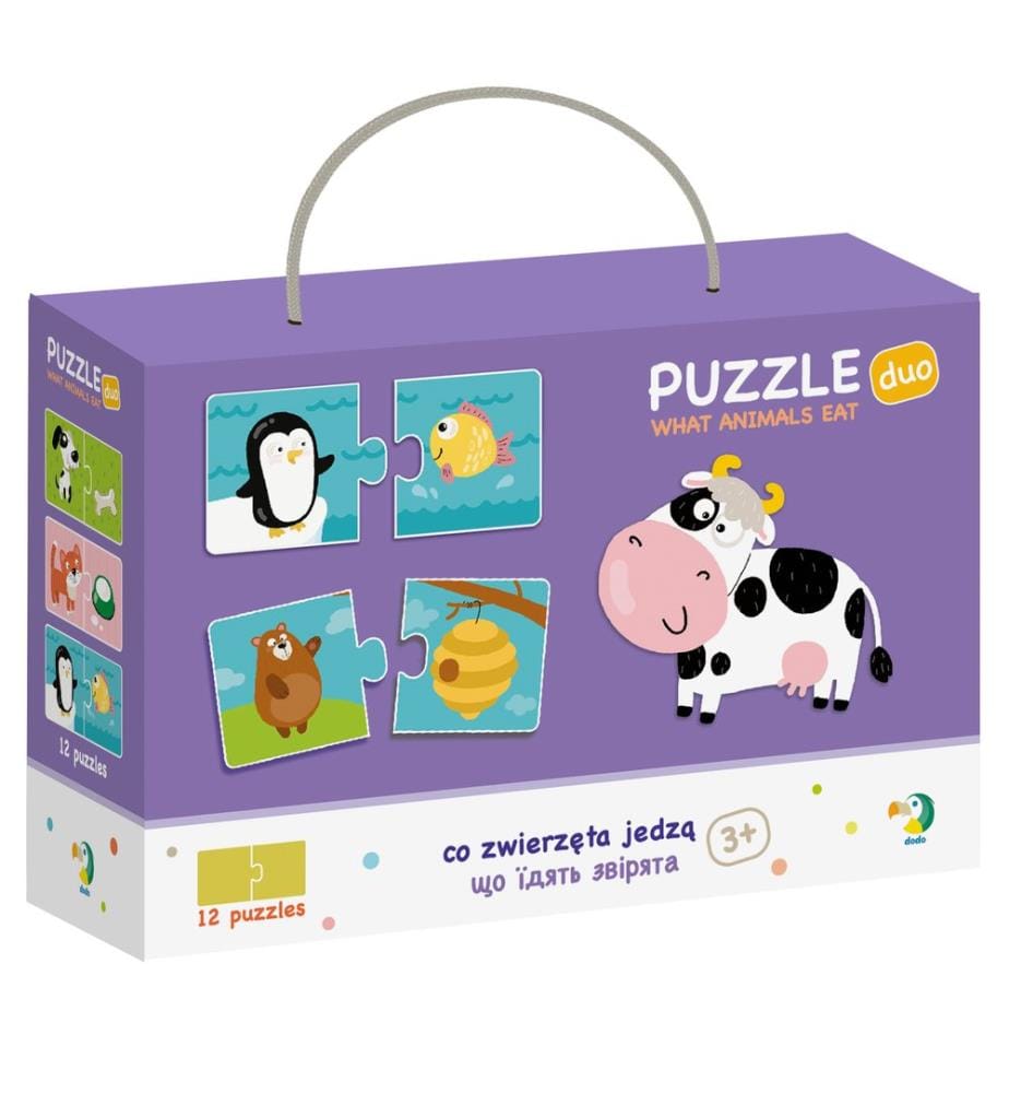 Puzzle Duo Ce que mangent les animaux 12 pcs., 36m+