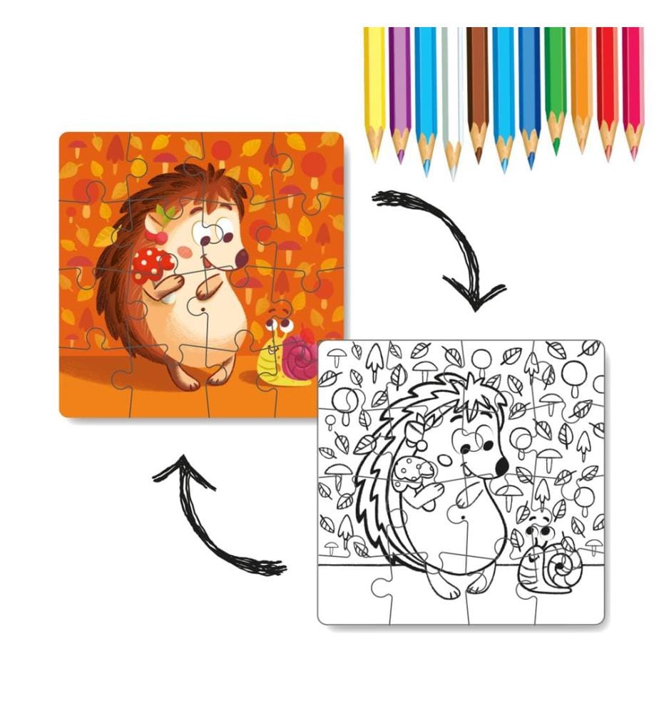 Puzzle da colorare 2in1 Riccio 16 elementi, 36m+.