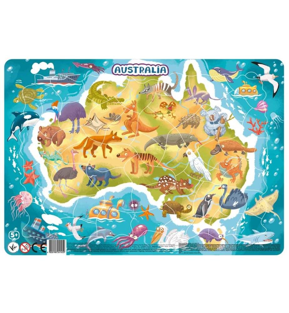 Puzzle con cornice da 53 pezzi Australia, 5a+