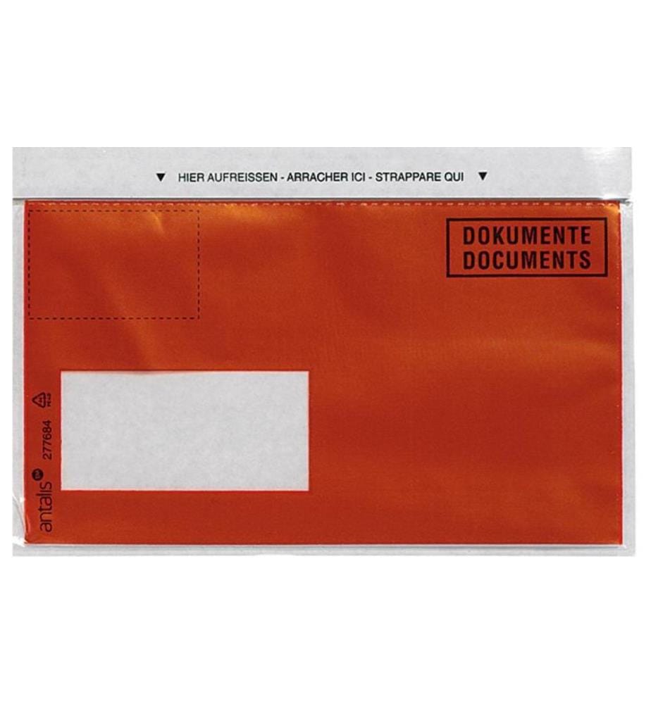 ANTALIS - Pochette pour documents C6/5 Impression, fenêtre gauche, 1000 pièces, rouge