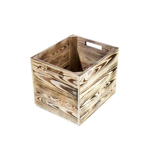 HOLZ ZOLLHAUS - Aufbewahrungskiste Vintage geflammt 33 x 38 cm, Hellbraun