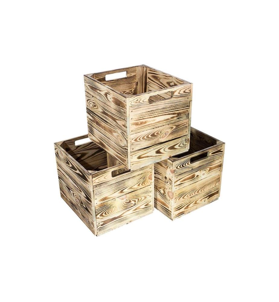HOLZ ZOLLHAUS - Caisse de rangement Vintage mottled 33 x 38 cm, Brun clair