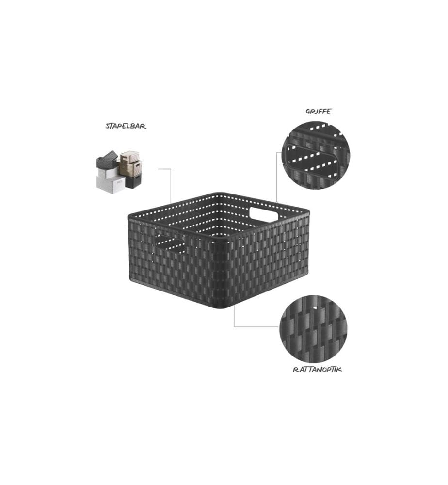 ROTHO - Panier de rangement Country 32.8 x 30 x 16 cm, Anthracite