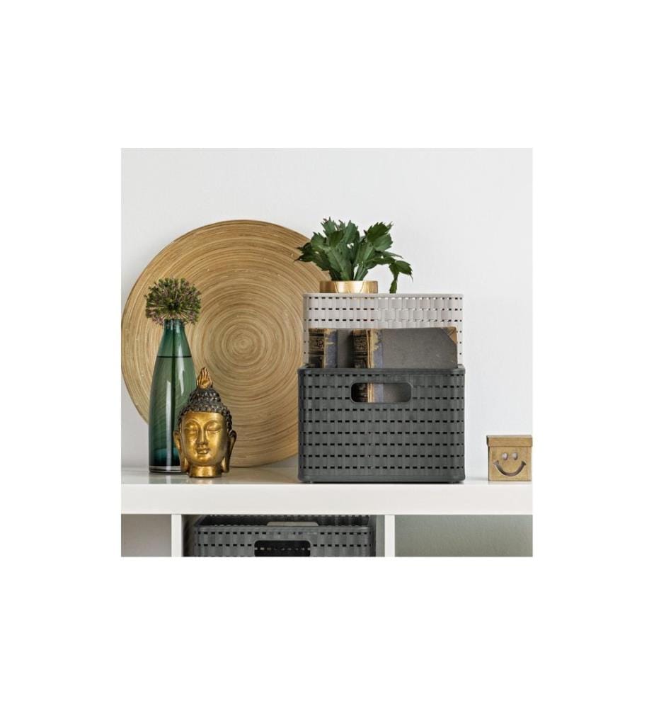 ROTHO - Panier de rangement Country 32.8 x 30 x 16 cm, Anthracite
