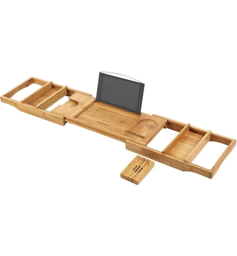 Songmics - Supports pour ustensiles de salle de bains extensible Brun