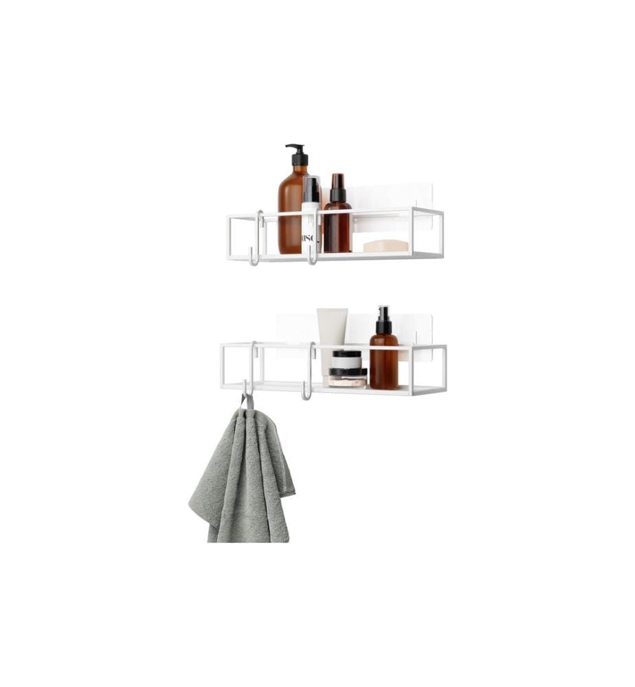 UMBRA - Duschmittelhalter Cubiko 2er Set, Weiss, Stahl