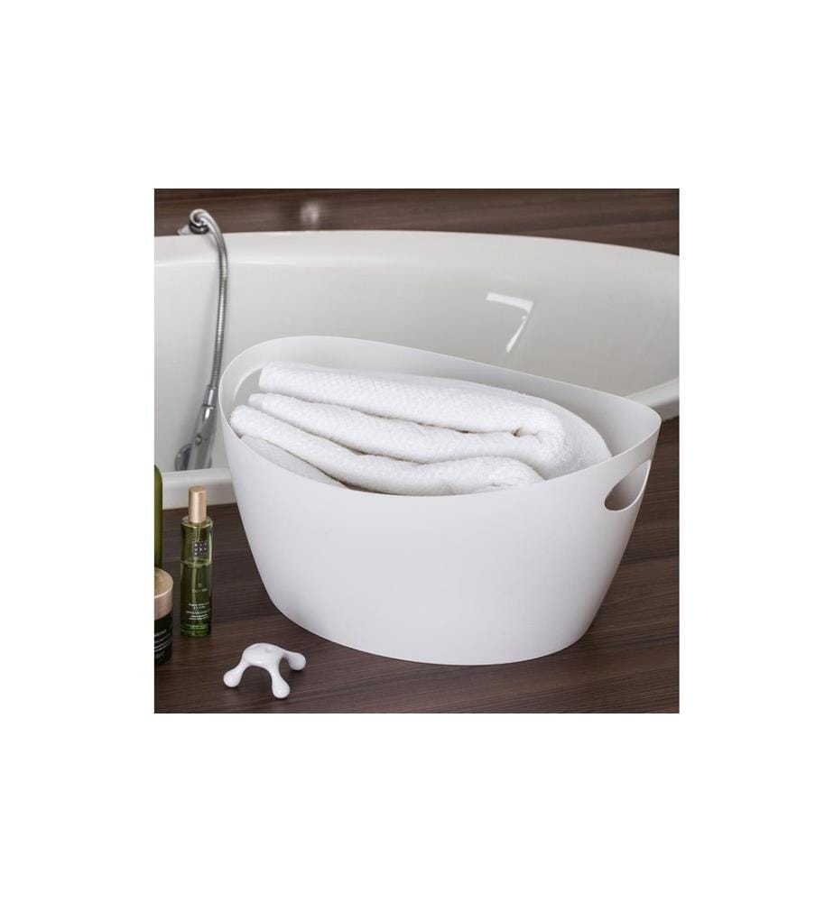 KOZIOL - Corbeille à linge Bottichelli L 15 l, Blanc mat/Blanc