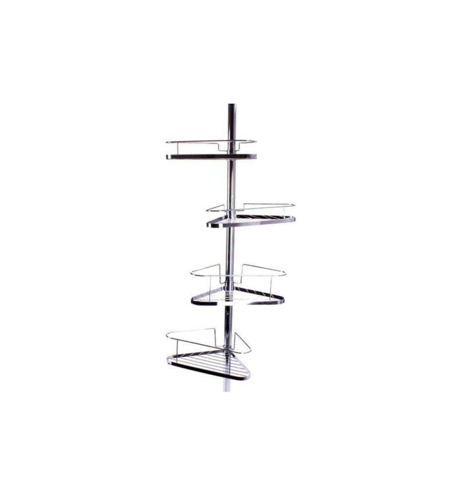 MSV - Duschmittelhalter Teleskopstange 145-250 cm, 4 Körbe, Silber