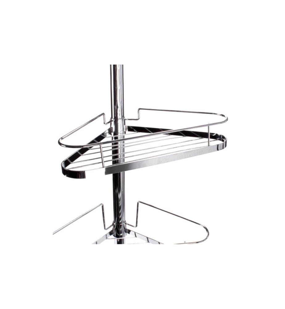 MSV - Duschmittelhalter Teleskopstange 145-250 cm, 4 Körbe, Silber