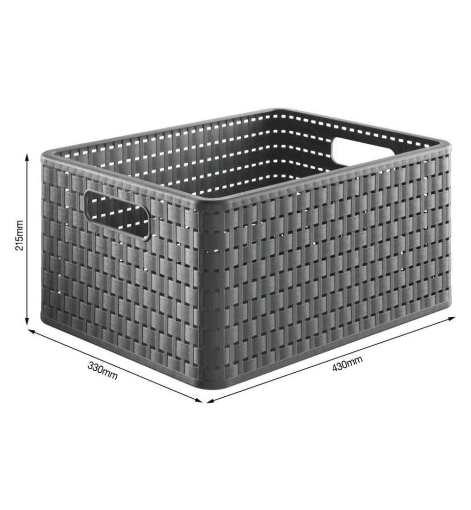 ROTHO - Aufbewahrungskorb Country 36,8 x 27,8 x 19,1 cm, Anthrazit