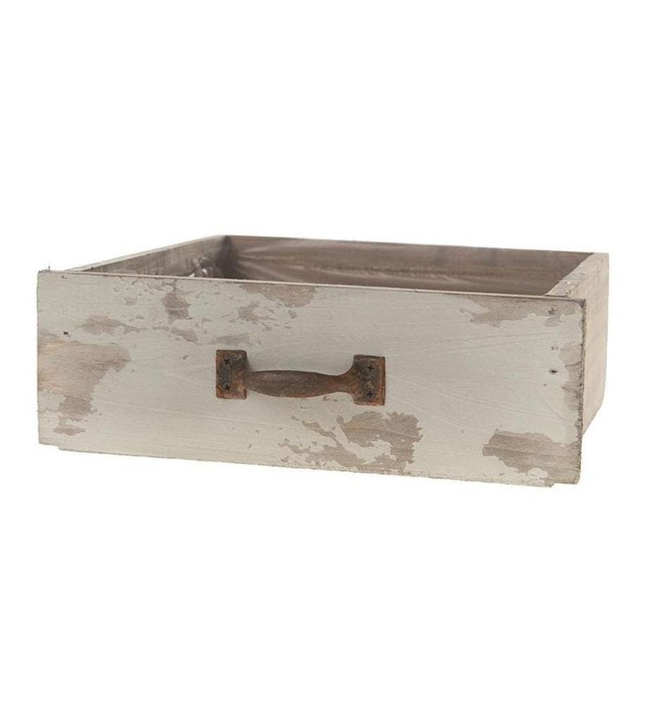 CHALET - Caisse de rangement avec insert 24 x 22 x 8 cm, Gris/Blanc