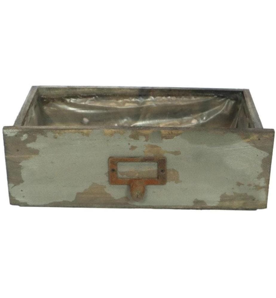 CHALET - Caisse de rangement avec insert 27 x 12,5 x 9 cm, Gris/Vert