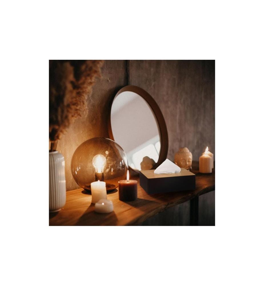 RELAXDAYS - Kosmetiktuchbox mit Bambusdeckel Nature/Schwarz