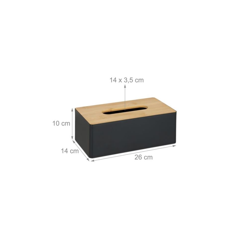 RELAXDAYS - Kosmetiktuchbox mit Bambusdeckel Nature/Schwarz