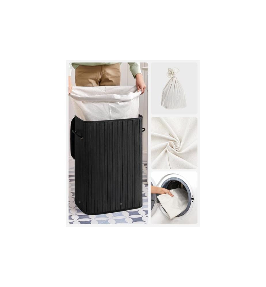 Songmics - Corbeille à lessive pour le linge sec 72 l, Brun foncé