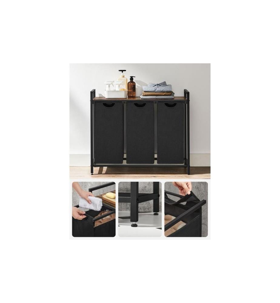Songmics - Wäschekorb  38 l, Braun/Schwarz
