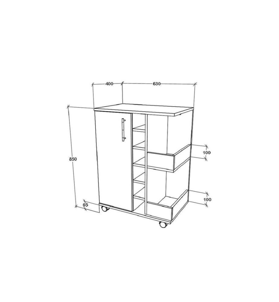 VCM - Chariot de cuisine Esilo M 63 x 85 x 40 cm, Blanc