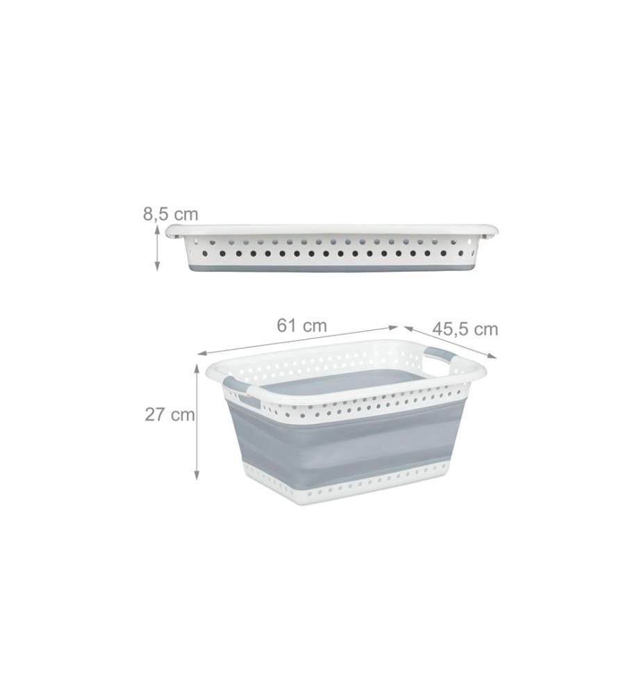 RELAXDAYS - Wäschekorb  37 l, Grau/Weiss