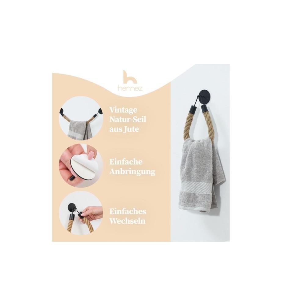 Hennez - Handtuchhalter Anton 53 cm, Braun/Schwarz