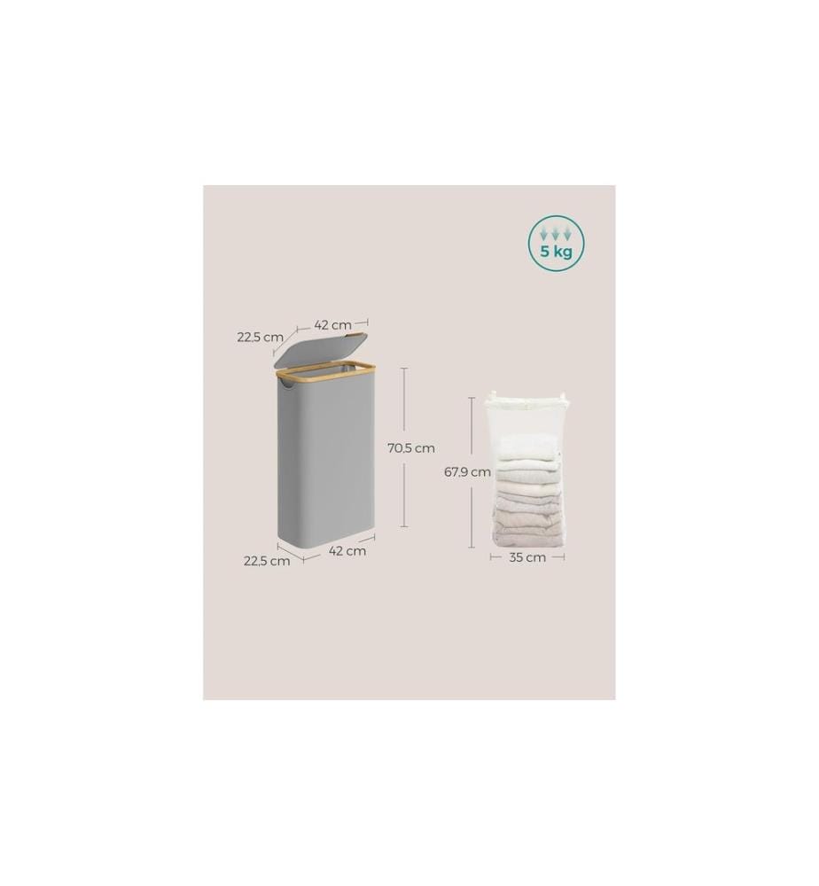 Songmics - Wäschekorb  65 l, Grau