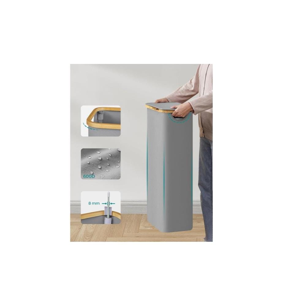 Songmics - Wäschekorb  65 l, Grau