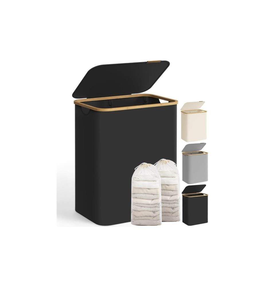 Songmics - Wäschekörbe 65 l, Schwarz
