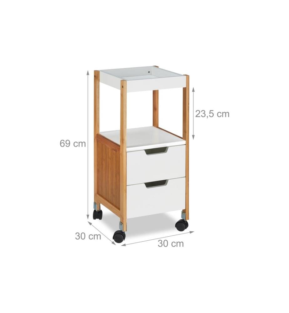 RELAXDAYS - Chariot de cuisine 69 x 30 x 30 cm, marron/blanc