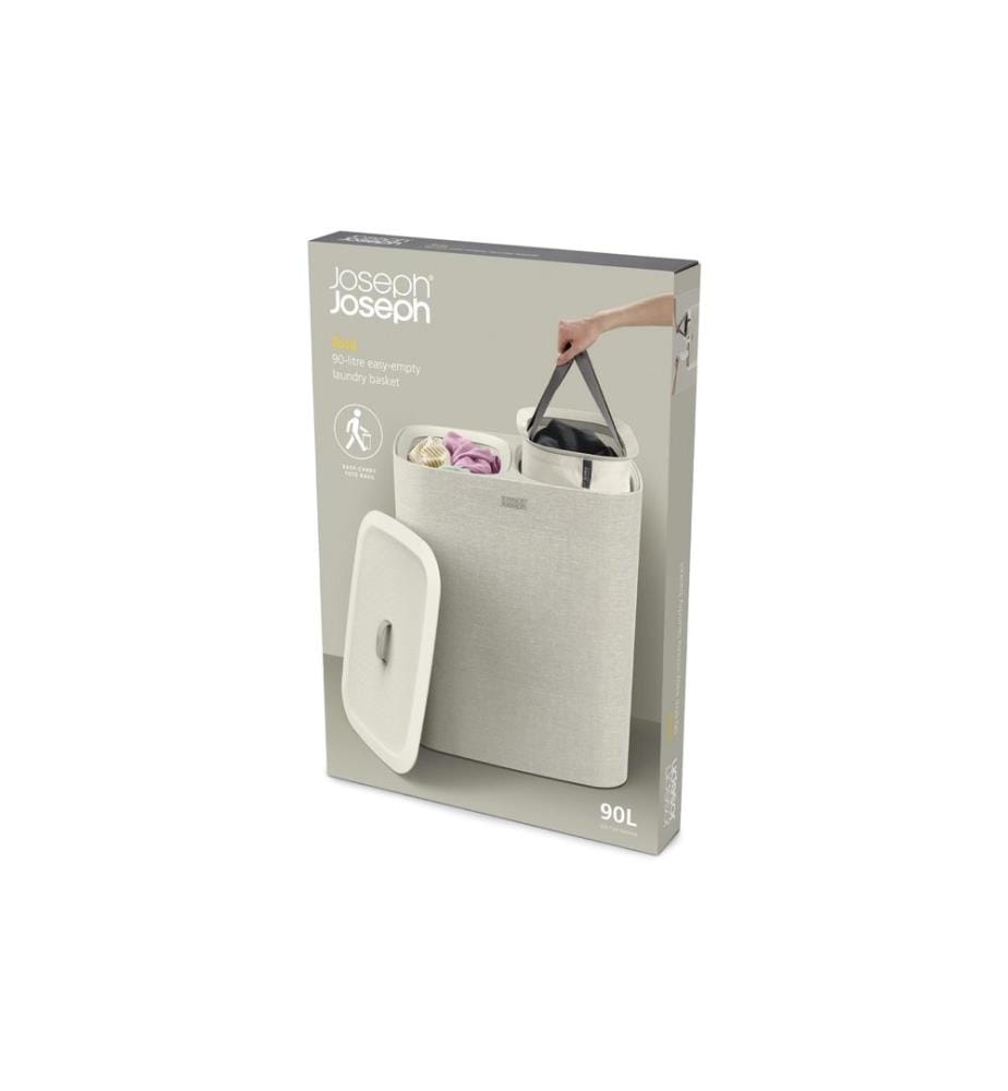 Joseph Joseph - Corbeille à lessive Tota 90 L, 2x 45 L, écru