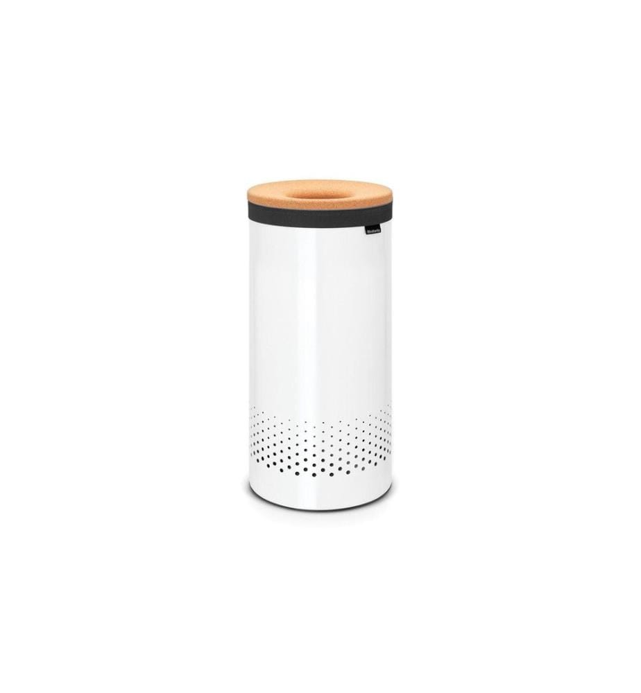 BRABANTIA - Corbeille à lessive avec couvercle en liège, 35 litres, blanc