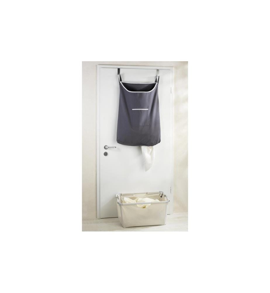 WENKO - Wäschesammler Canguro  65 l, Grau/Silber