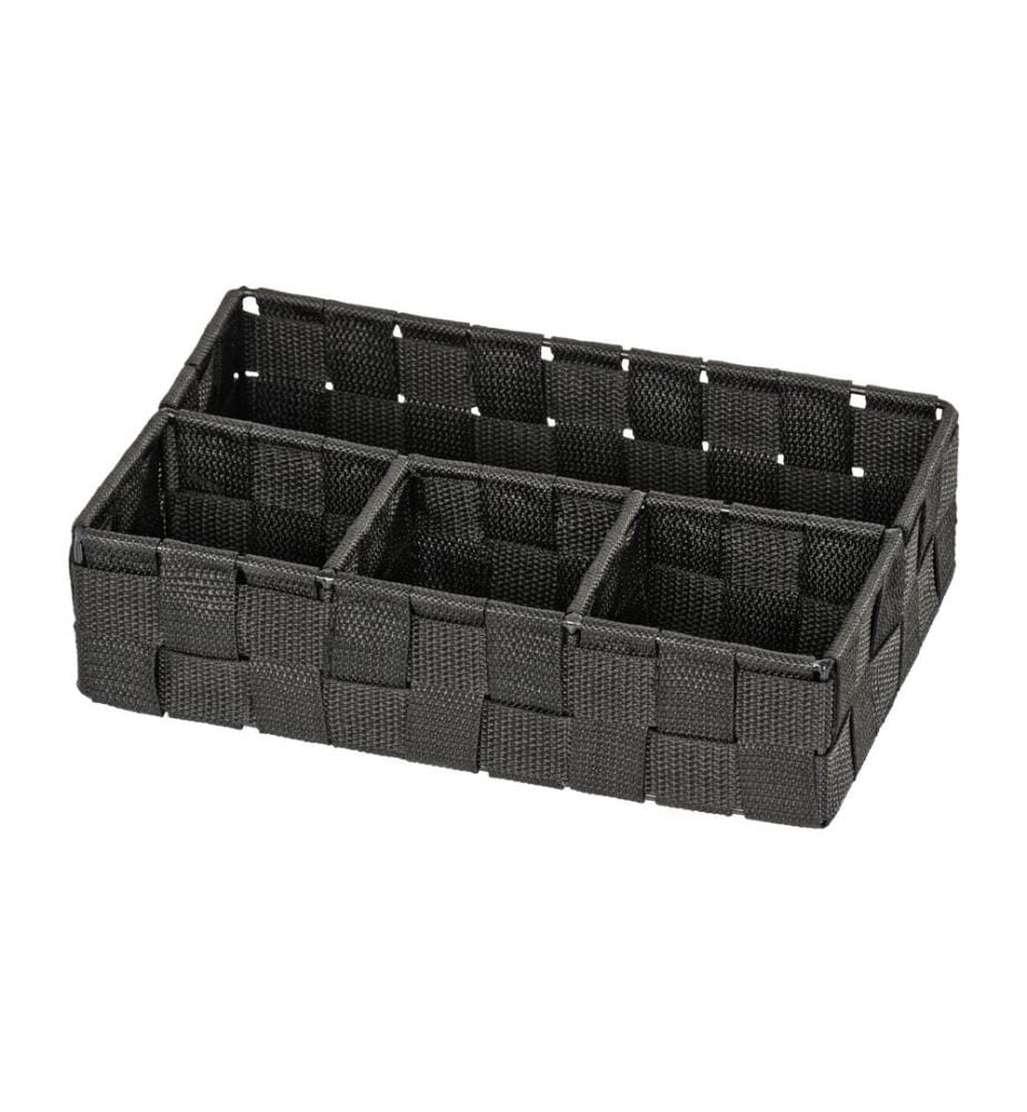 WENKO - Aufbewahrungskorb Adria 26 x 17 x 6.5 cm, Schwarz