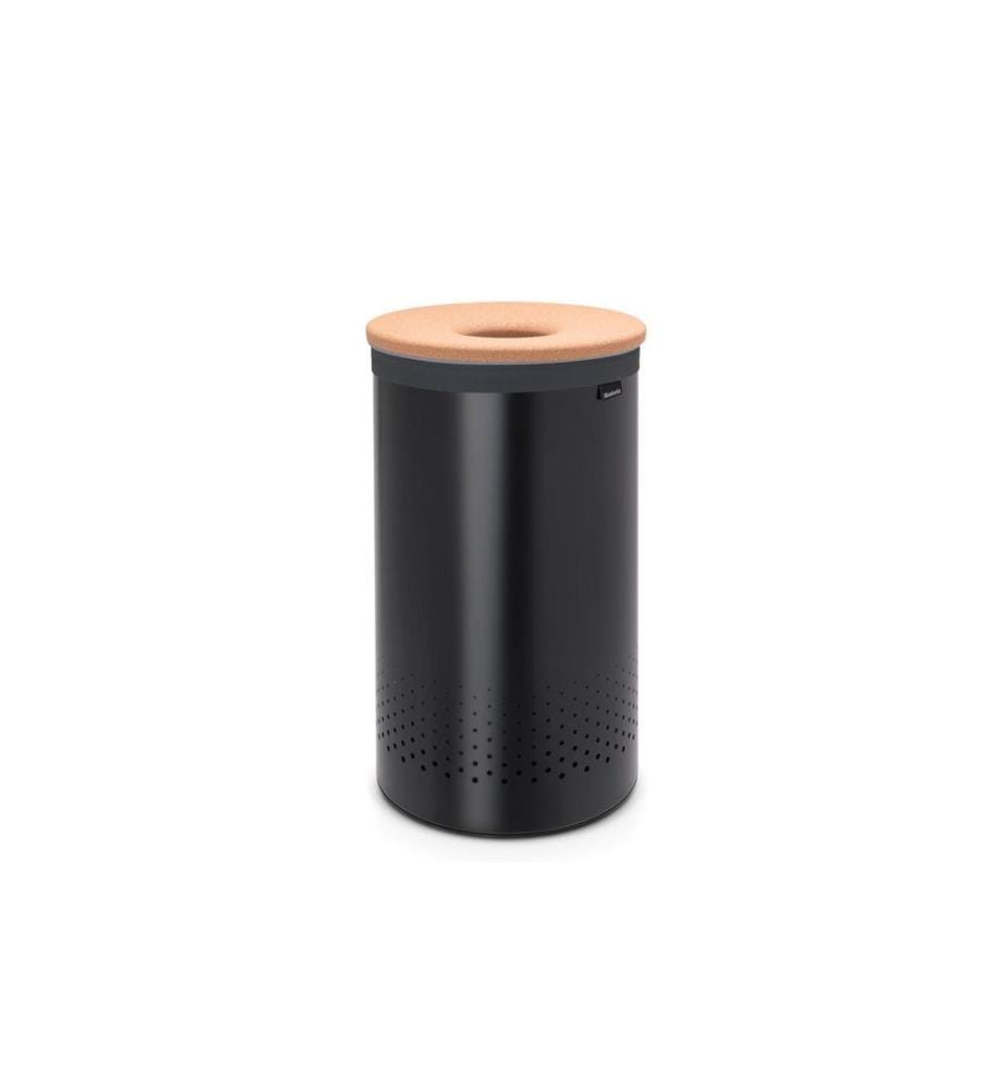 BRABANTIA - Wäschesammler mit Korkdeckel, 60 Liter, Schwarz